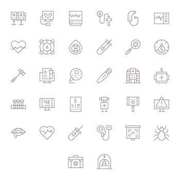 Diagnostic Icon Toolkit featuring 32 Pixel Optimized 64x64 Thin Line elements vector