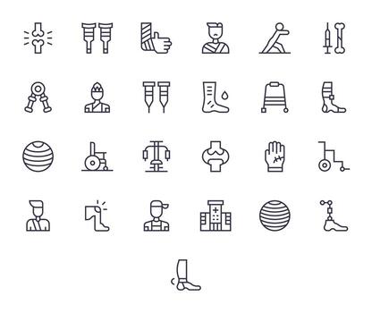 Regular Line Editable Icons from Physical Therapy Set with 25 256x256 Icons vector