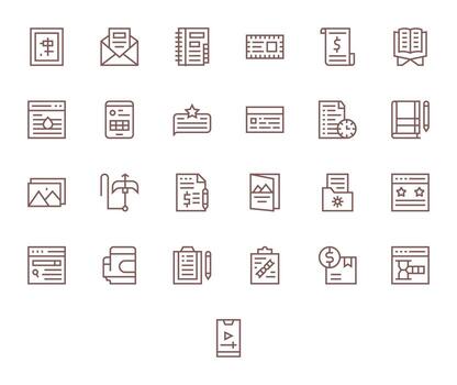 25 Editable Icons themed around Document in 256x256 Regular Line format vector