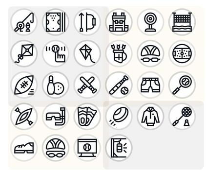 Sport Pixel Optimized Set with 28 High Resolution Bold Line Icons vector