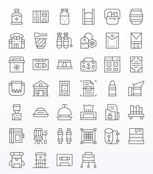 40 Thin Line Pixel Aligned Icons tailored for Storage 256x256 interface vector