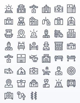 Bold Line Pixel Optimized Icons from Ambulance Set with 45 128x128 Icons vector