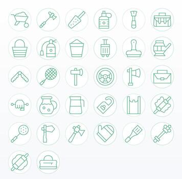 Handle Icon Collection featuring 32 Pixel Optimized 128x128 Thin Line Designs vector