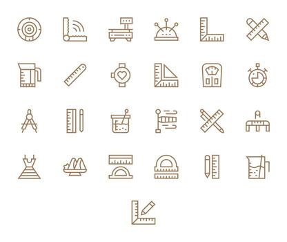 medición icono caja de herramientas presentando 25 píxel alineado 128x128 regular línea elementos vector