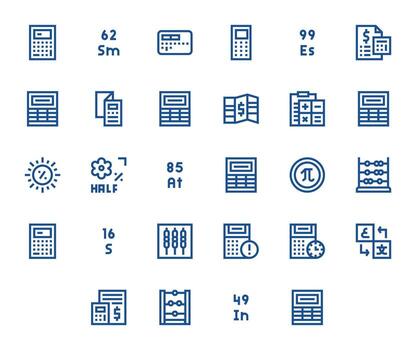 28 Icons for Calculation optimized in PIXEL Perfect 256x256 Bold Line resolution vector