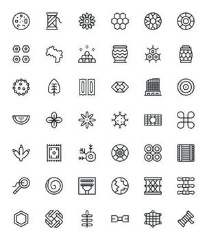 Pattern Design Icons featuring 42 Pixel Optimized Regular Line Style vector