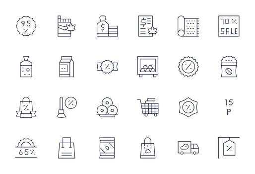 Thin Line Grid Fitted Icons from Wholesale Set with 24 High Resolution Icons vector