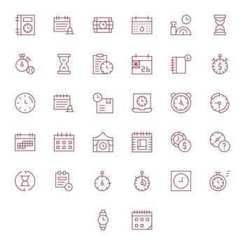 32 Editable Thin Line Icons designed for Deadline Interface vector