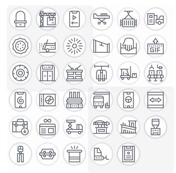 35 Icons for Loading optimized in Grid Fitted High Resolution Regular Line resolution vector
