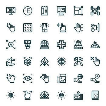 Expand Icon Collection featuring 36 Pixel Optimized High Resolution Bold Line Designs vector