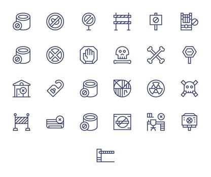 Do Not Enter Visual Pack containing 25 Regular Line Display Perfect Icons vector