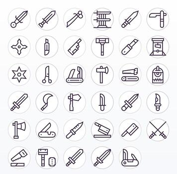 35 256x256 Grid Fitted Icons for Blade in Regular Line Theme vector