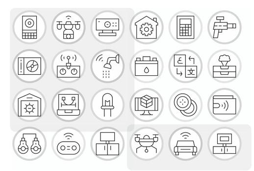 24 Delgado línea íconos diseñado para tecnología en retina Listo píxel alineado formato vector