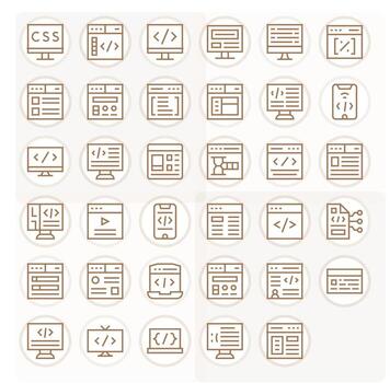 35 Pixel Aligned High Resolution Icons for Html in elegant Regular Line design vector