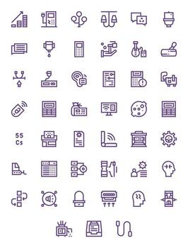 45 Output Editable Icons in 128x128 Bold Line Aesthetic vector