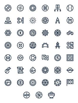 Circle Icon Toolkit featuring 45 Pixel Optimized 256x256 Bold Line elements vector