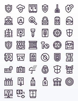 45 Icons for Safe optimized in Grid Fitted High Resolution Bold Line resolution vector