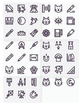 dibujo píxel optimizado conjunto con 45 64 x 64 negrita línea íconos vector