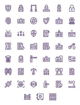 Access Control Ultimate Package with 45 128x128 Bold Line Pixel Aligned Icons vector