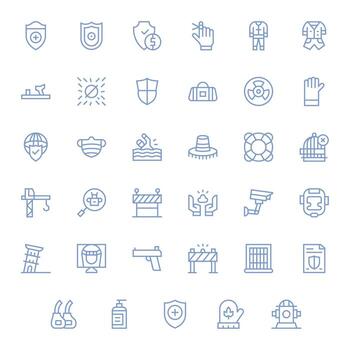 35 Regular Line Pixel Optimized 64x64 Icons from Safety Suite vector