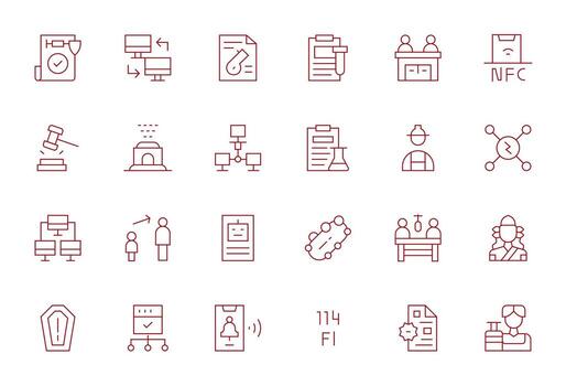 Protocol Premium Bundle with 24 128x128 Detail Enhanced Thin Line Icons vector