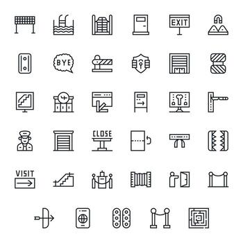 35 Regular Line Editable Designs for Exit 128x128 Icons vector