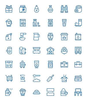 Regular Line Style Container Icons with 42 128x128 Pixel Aligned Designs vector