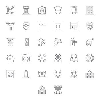 32 Thin Line Icons from Security System in High Resolution Editable Quality vector