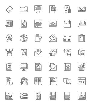 File Complete Package with 42 Retina Ready Regular Line Pixel Optimized Icons vector