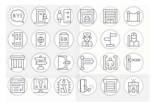 salida prima haz con 24 alto resolución píxel Perfecto Delgado línea íconos vector