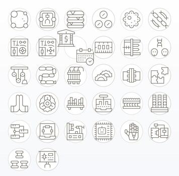 Components Design Icons featuring 32 Editable Thin Line Style vector