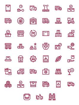 Shipment Icon Set with 45 Bold Line 128x128 Pixel Aligned Graphics vector