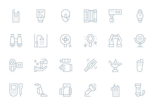 Handheld Icon Arsenal with 24 128x128 Thin Line Pixel Optimized designs vector