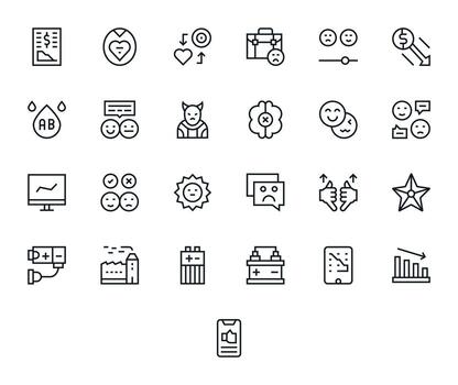25 Regular Line Icons for Negative in crisp 256x256 Detail Enhanced resolution vector