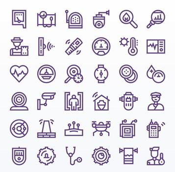 36 128x128 Bold Line Icons optimized for Monitoring Detail Enhanced display vector