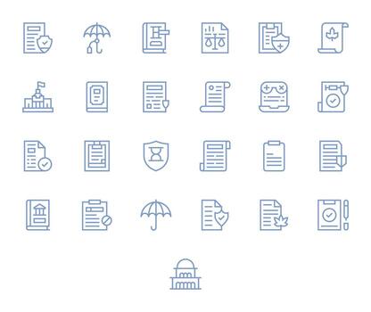 25 regular línea íconos diseñado para política en retina Listo píxel alineado formato vector