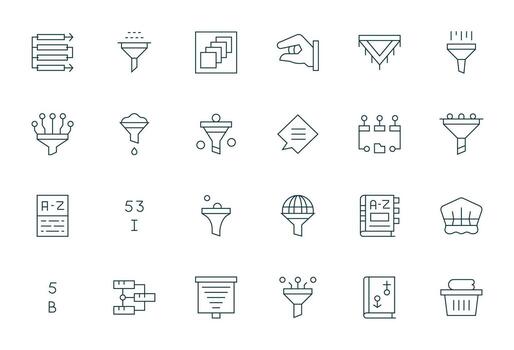 Sorting Icon Repository containing 24 Thin Line High Resolution Editable graphics vector