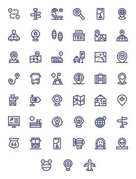 45 Pixel Optimized Bold Line Icons designed for Destination Interface vector