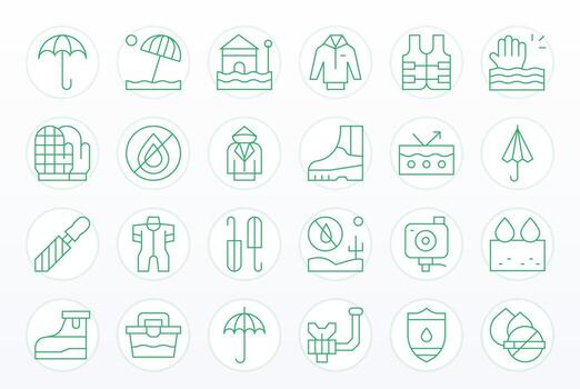 24 Retina Ready Thin Line Icons optimized for Waterproof Display Perfect display vector