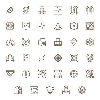 35 Regular Line Grid Fitted Icons crafted for Diagram High Resolution applications vector