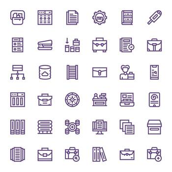 Files Essential Set including 36 Grid Fitted Bold Line 64x64 Icons vector