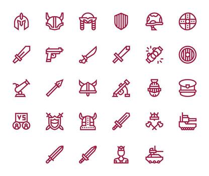 28 Bold Line Editable Icons tailored for Battle High Resolution interface vector