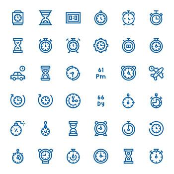 36 Bold Line Pixel Optimized Icons tailored for Countdown 256x256 interface vector