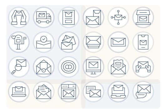 Thin Line PIXEL Perfect Icons from Digital Mail Set with 24 64x64 Icons vector