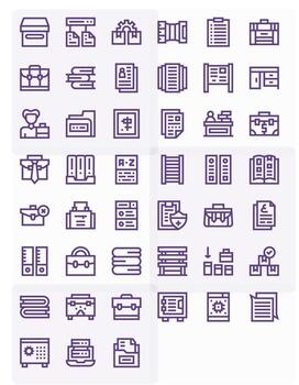 Documents Grid Fitted Set with 45 128x128 Bold Line Icons vector