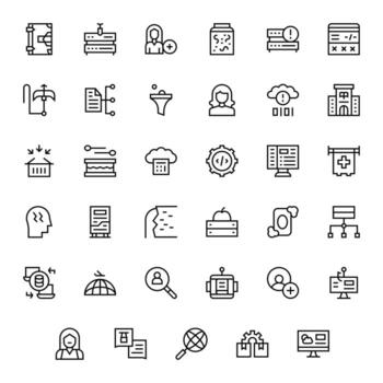 base de datos moderno colección con 35 regular línea alto resolución editable íconos vector