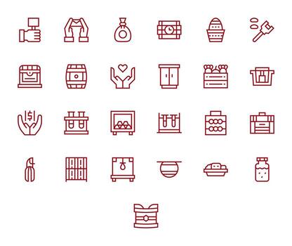 Holding Design Icons featuring 25 Grid Fitted Regular Line Style vector
