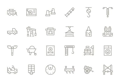 carga visual paquete conteniendo 24 Delgado línea cuadrícula equipado íconos vector