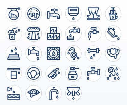 Dripping High Resolution Icon Pack with 28 Bold Line Pixel Optimized Elements vector