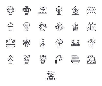 25 Icons for Roots featuring High Resolution Editable Regular Line Graphics vector